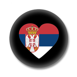 Serbien Button - Flagge als Herz