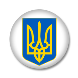 Ukraine Button — Wappen der Ukraine auf weißem Grund