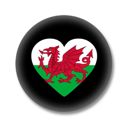 Wales Button - Flagge als Herz